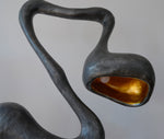 Myrrh Sculptural Floor Lamp in Matte Black with Gold Interior