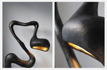 Myrrh Sculptural Floor Lamp in Matte Black with Gold Interior