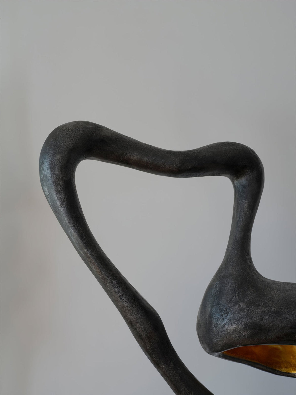 Myrrh Sculptural Floor Lamp in Matte Black with Gold Interior