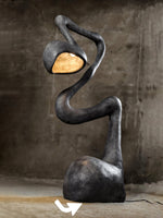 Myrrh Sculptural Floor Lamp in Matte Black with Gold Interior