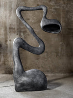 Myrrh Sculptural Floor Lamp in Matte Black with Gold Interior