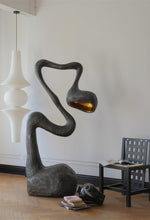 Myrrh Sculptural Floor Lamp in Matte Black with Gold Interior