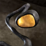 Myrrh Sculptural Floor Lamp in Matte Black with Gold Interior