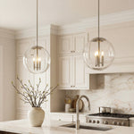 Silver Glass Orb Pendant Light – Modern Adjustable Ceiling Lamp