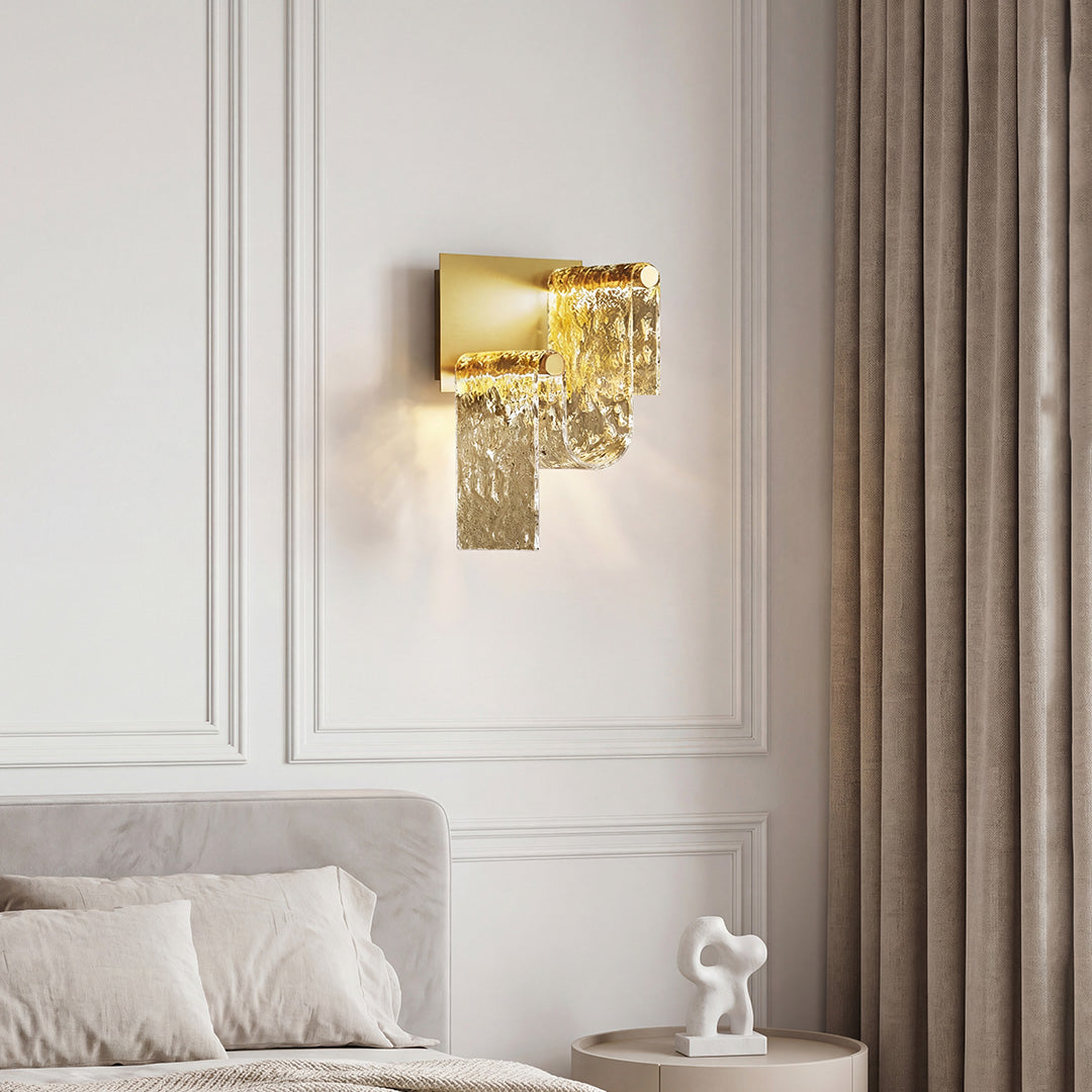 Aurelia Gold LED Wall Sconce with Amber Glass – Italian Modern