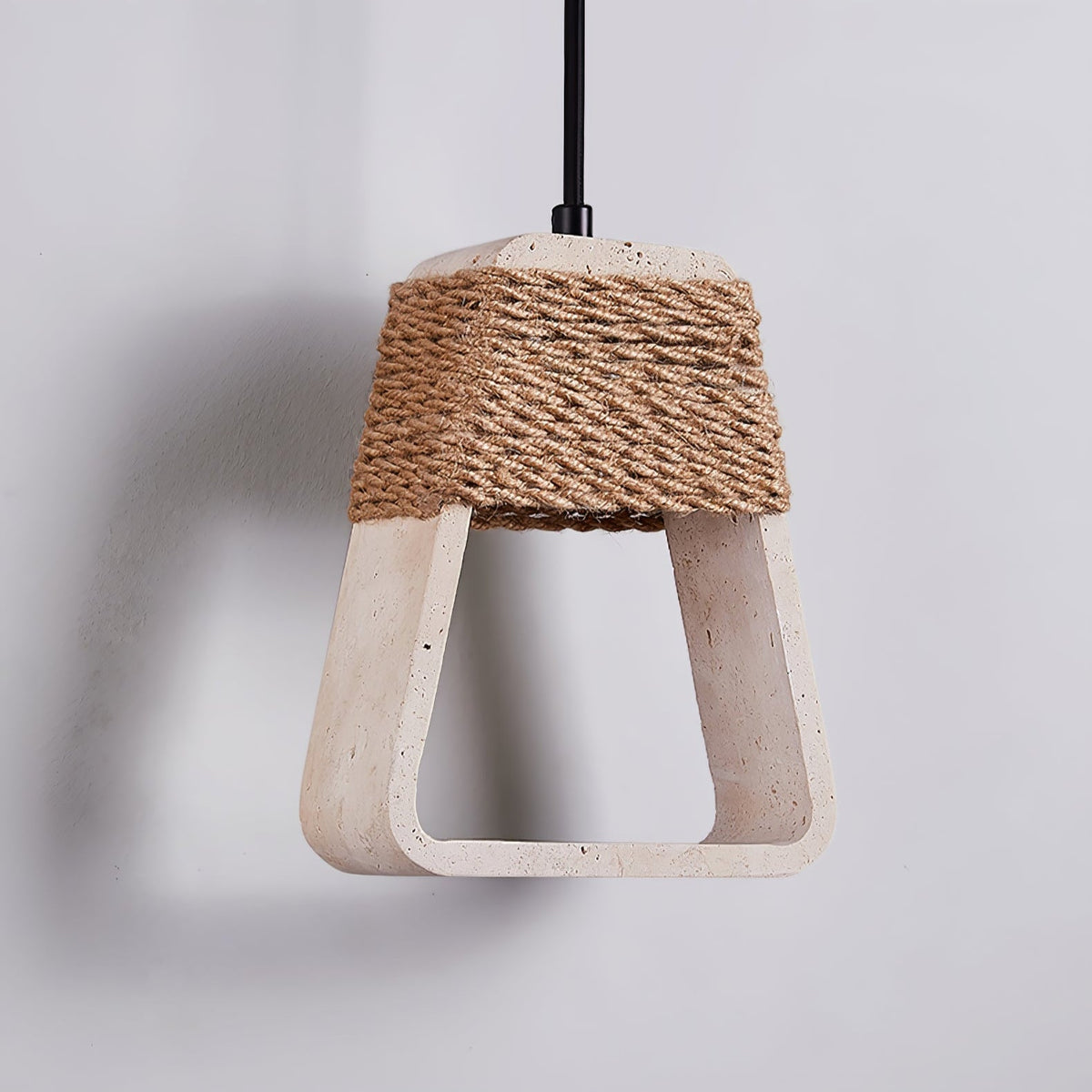 Naroa Pendant Light in Natural Stone and Jute Rope