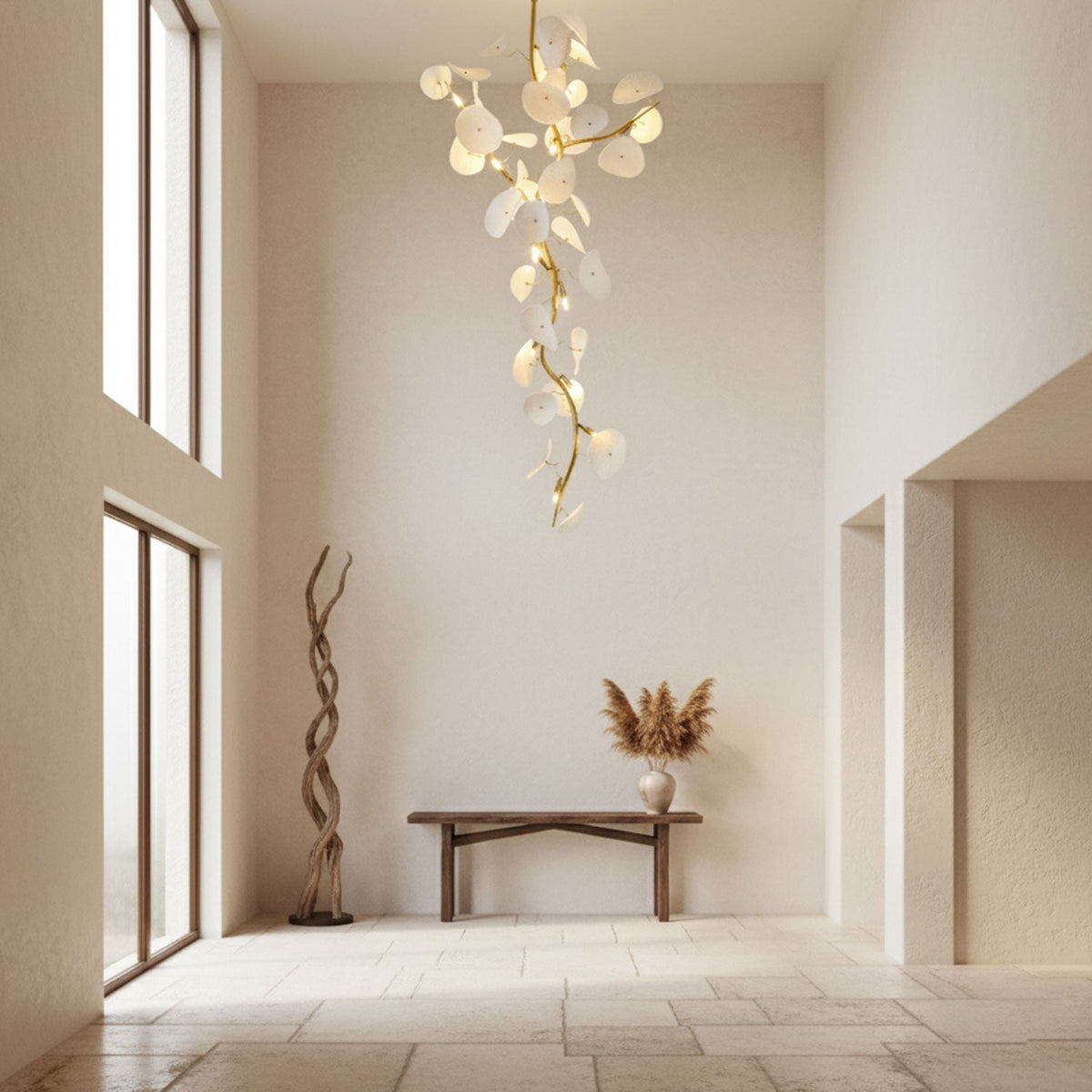 Nebula Petal Chandelier — Modern Ceramic & Gold Designer Pendant Light