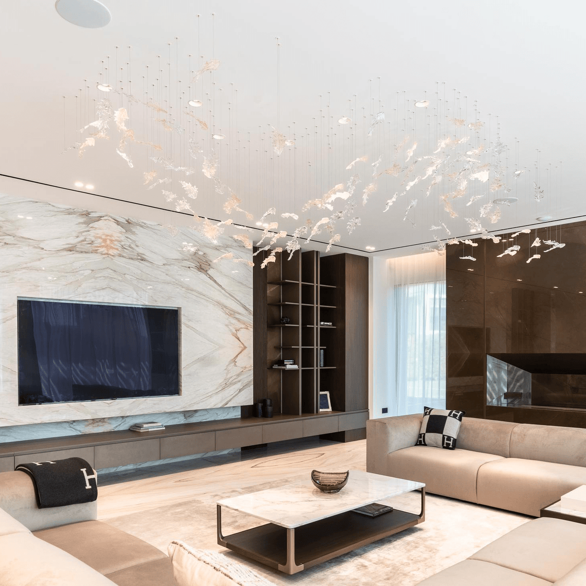 Nectar Leaves Crystal Chandelier | Modern Designer Pendant Light for Dining Room & Living Room