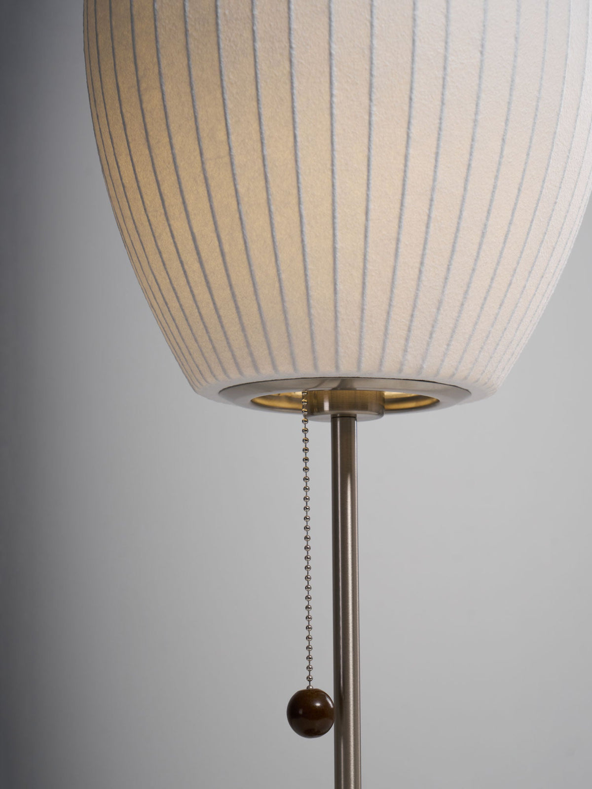 Faux Silk Bubble Table Lamp with Chrome Stem and Pull Chain
