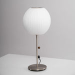 Faux Silk Bubble Table Lamp with Chrome Stem and Pull Chain