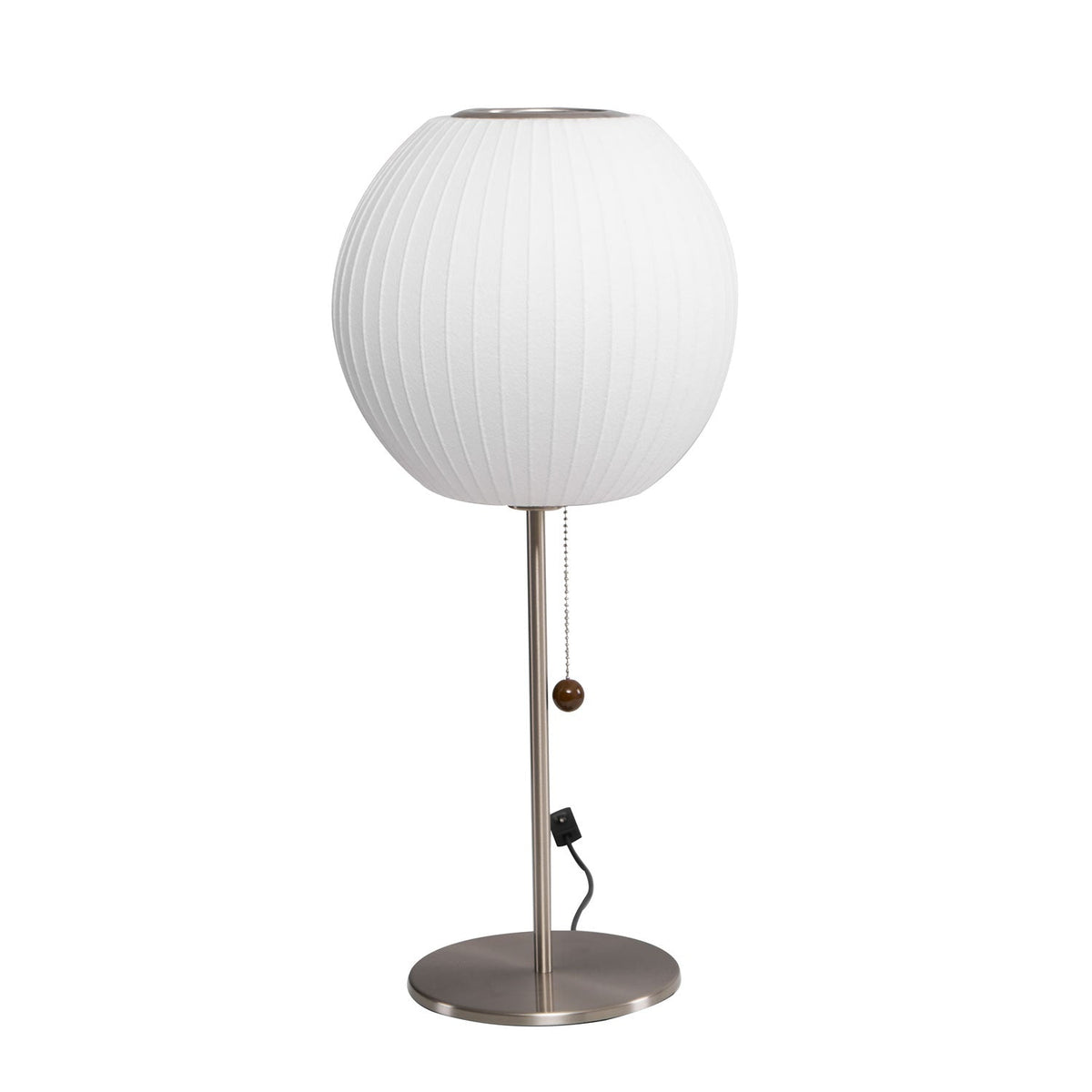 Faux Silk Bubble Table Lamp with Chrome Stem and Pull Chain