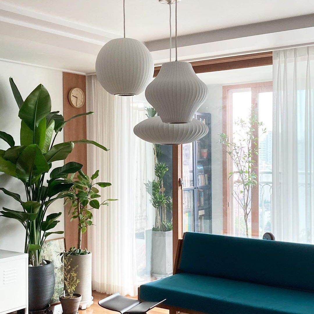 Bubble Silk Swing Arm Pendant Light – Adjustable Designer Ceiling Lamp