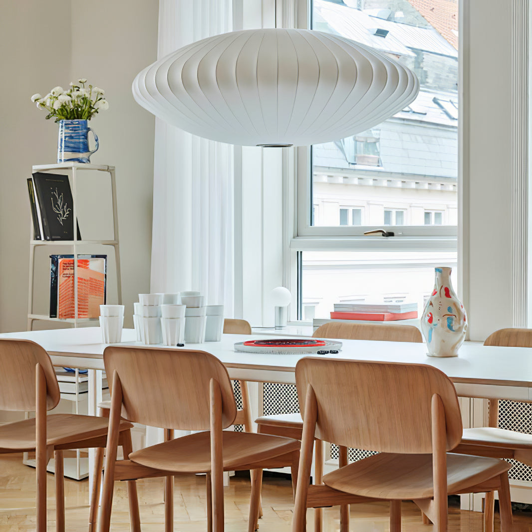 Bubble Silk Swing Arm Pendant Light – Adjustable Designer Ceiling Lamp