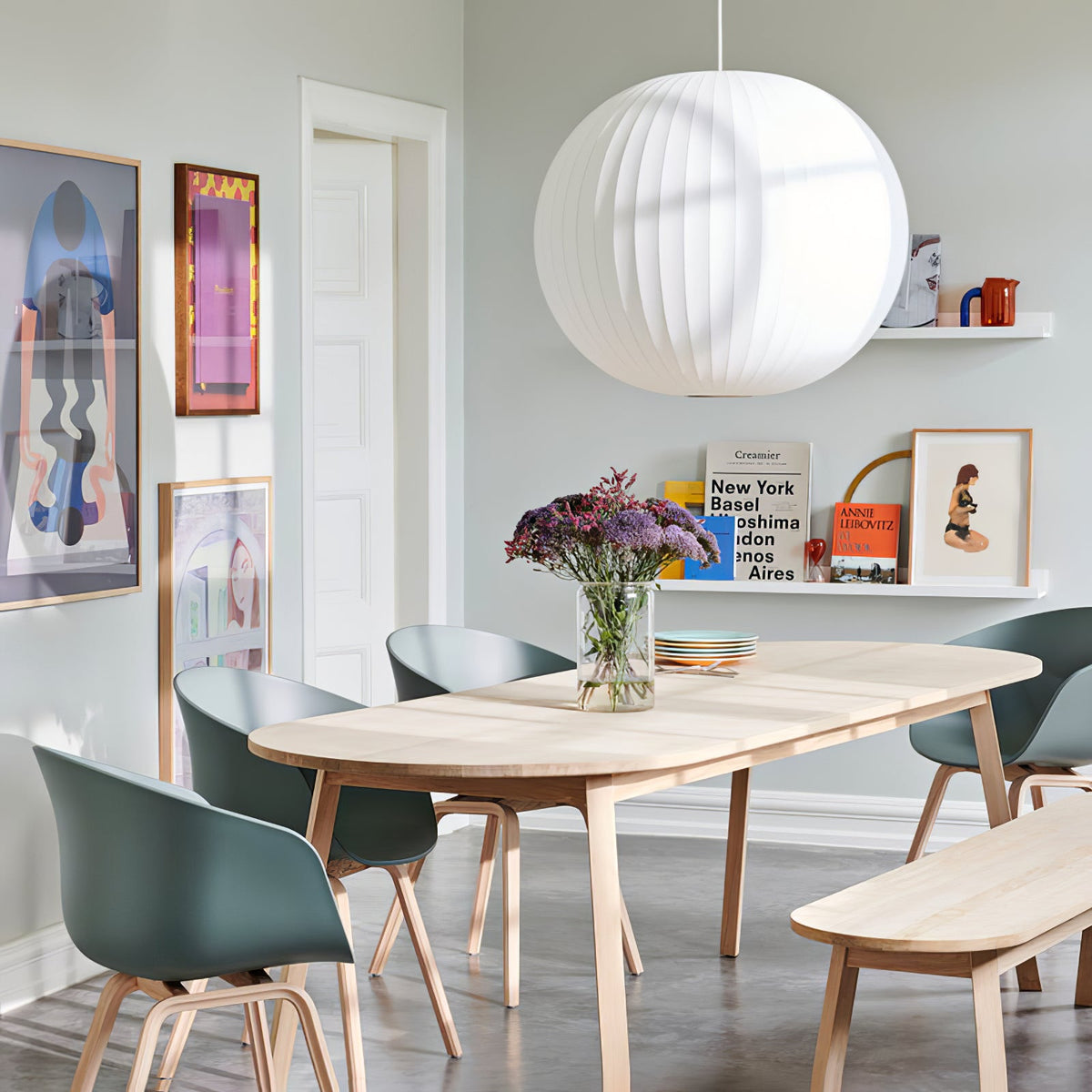 Bubble Silk Swing Arm Pendant Light – Adjustable Designer Ceiling Lamp