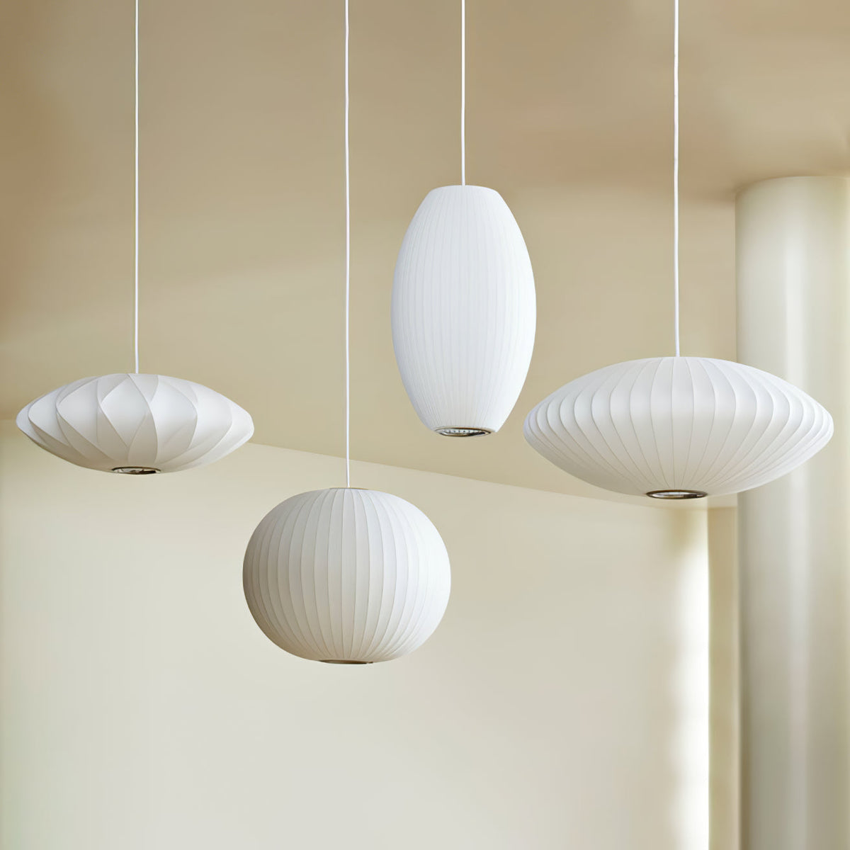 Bubble Silk Swing Arm Pendant Light – Adjustable Designer Ceiling Lamp