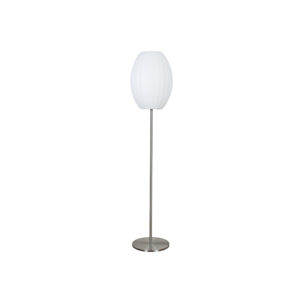 Lumina Spherical Floor Lamp – Handcrafted Silk Shade in Polished Chrome