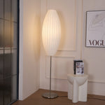 Lumina Spherical Floor Lamp – Handcrafted Silk Shade in Polished Chrome