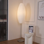 Lumina Spherical Floor Lamp – Handcrafted Silk Shade in Polished Chrome