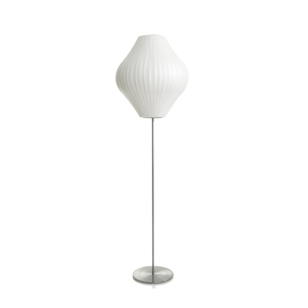 Lumina Spherical Floor Lamp – Handcrafted Silk Shade in Polished Chrome