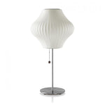 Faux Silk Bubble Table Lamp with Chrome Stem and Pull Chain