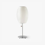 Faux Silk Bubble Table Lamp with Chrome Stem and Pull Chain