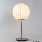 Faux Silk Bubble Table Lamp with Chrome Stem and Pull Chain