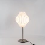 Faux Silk Bubble Table Lamp with Chrome Stem and Pull Chain