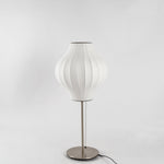 Faux Silk Bubble Table Lamp with Chrome Stem and Pull Chain