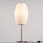 Faux Silk Bubble Table Lamp with Chrome Stem and Pull Chain