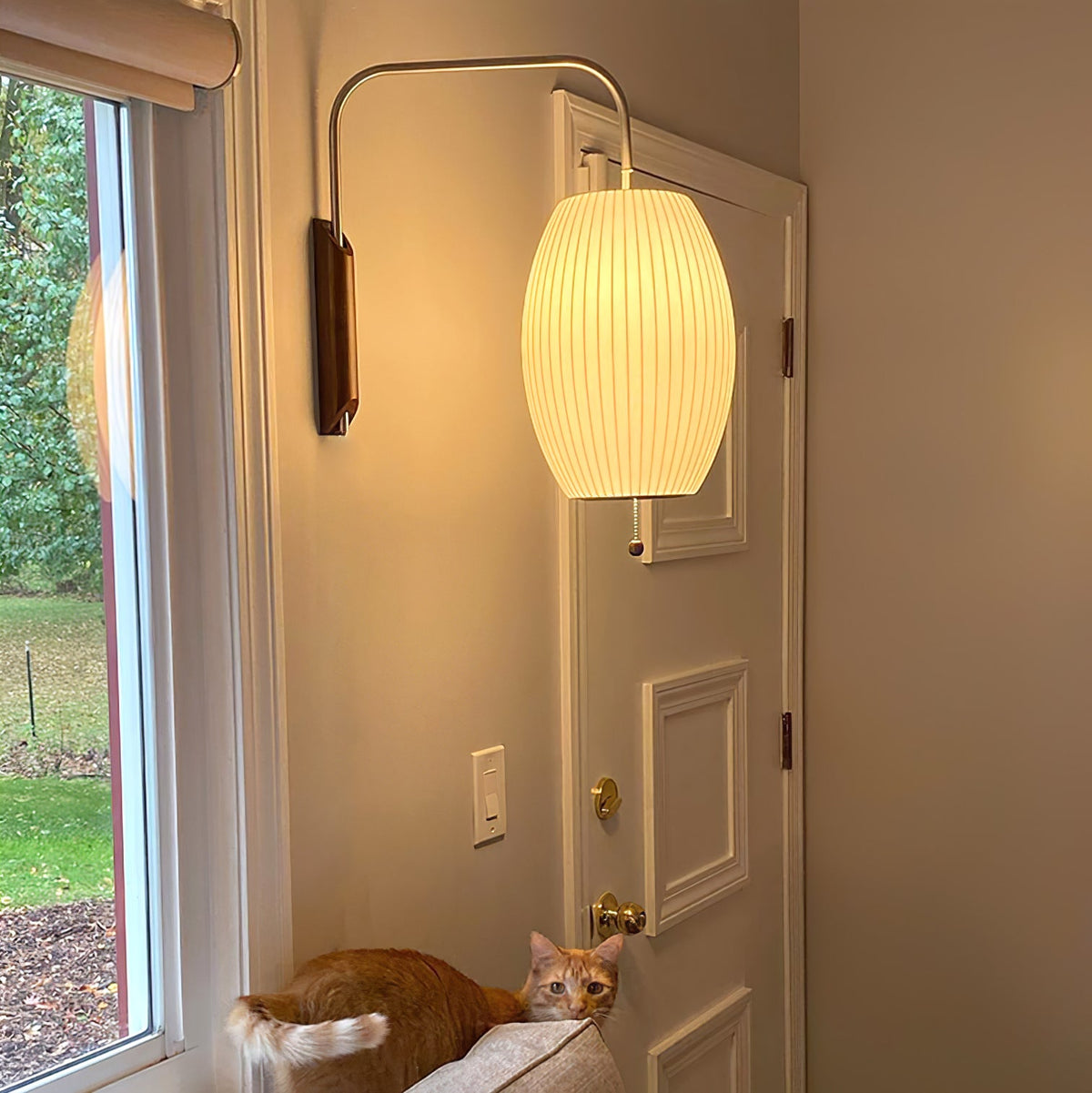 Organic Bubble Wall Sconce in Chrome and Walnut with Opal Glass Shade