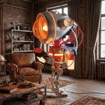 Neo Scout Robot Sculpture Floor Lamp with Glowing Visor