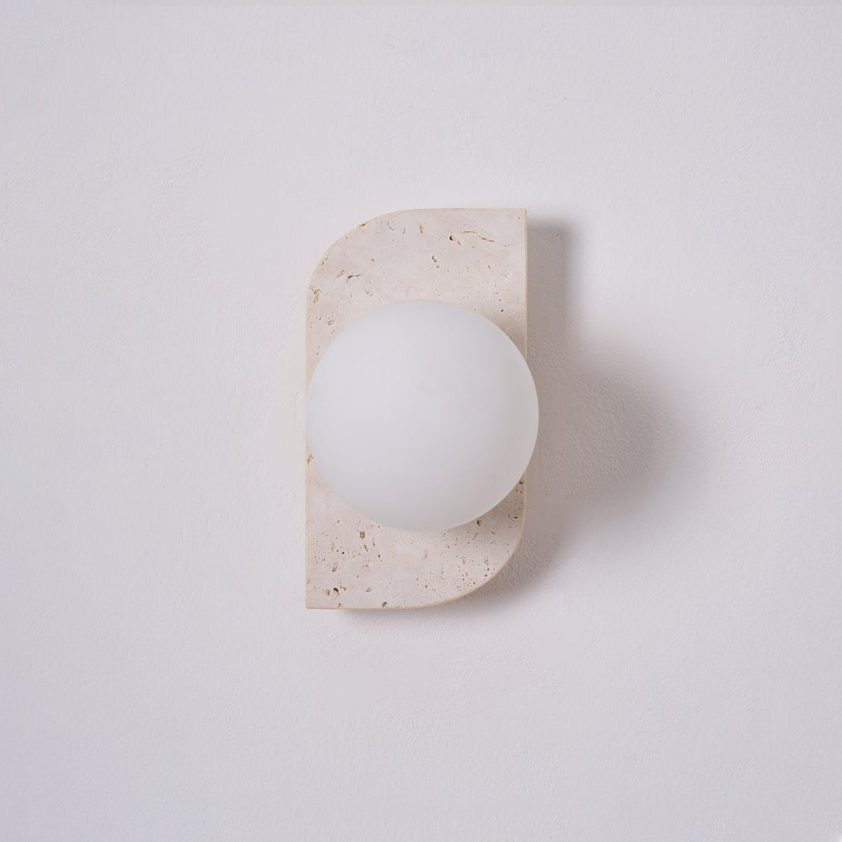 Elysian Travertine Wall Sconce with Glass Globes – Modern Natural Stone Lighting