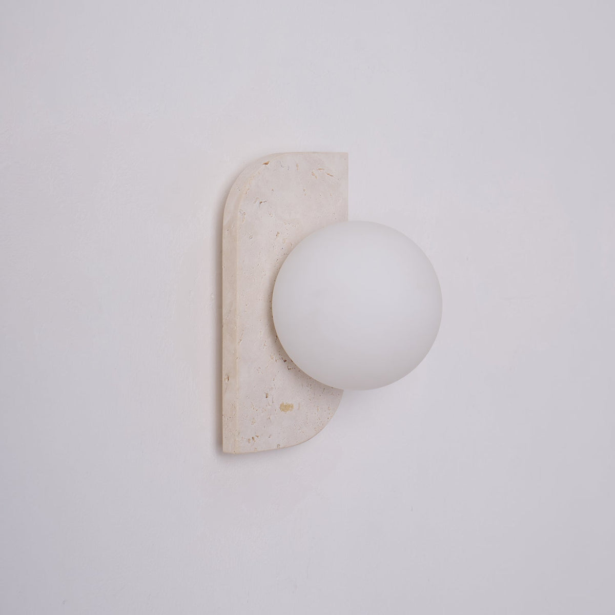 Elysian Travertine Wall Sconce with Glass Globes – Modern Natural Stone Lighting