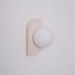 Elysian Travertine Wall Sconce with Glass Globes – Modern Natural Stone Lighting