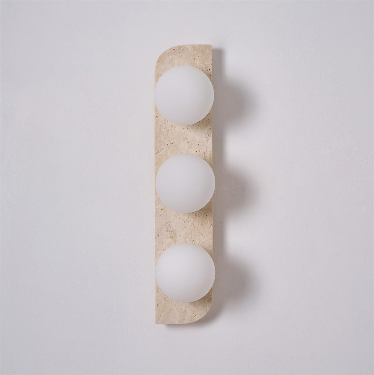 Elysian Travertine Wall Sconce with Glass Globes – Modern Natural Stone Lighting