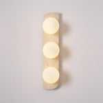 Elysian Travertine Plug-in Wall Sconce with Glass Globes