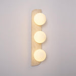 Elysian Travertine Wall Sconce with Glass Globes – Modern Natural Stone Lighting