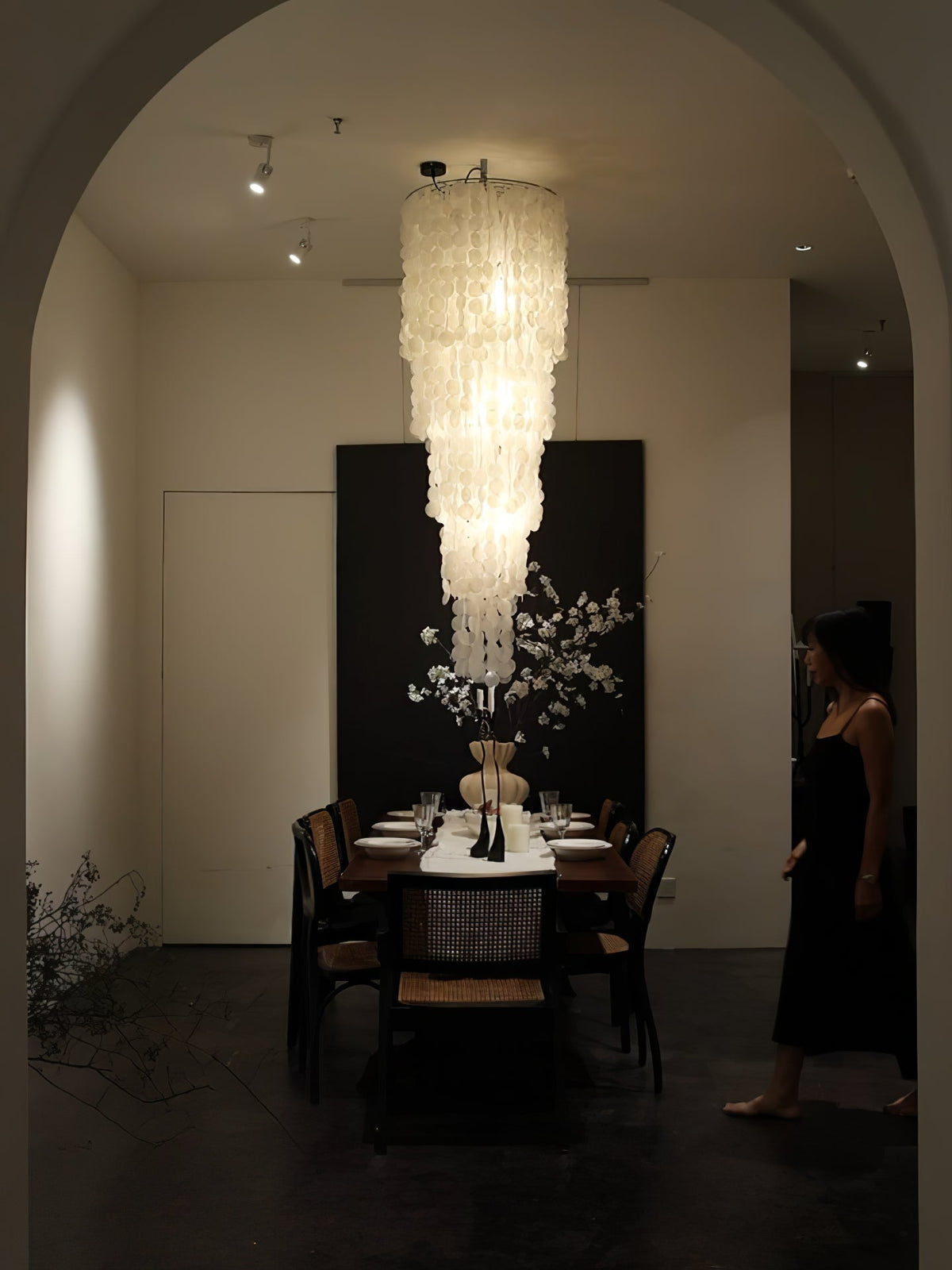 Nerida Shell Chandelier — Natural Shell & Gold Ring Pendant Light