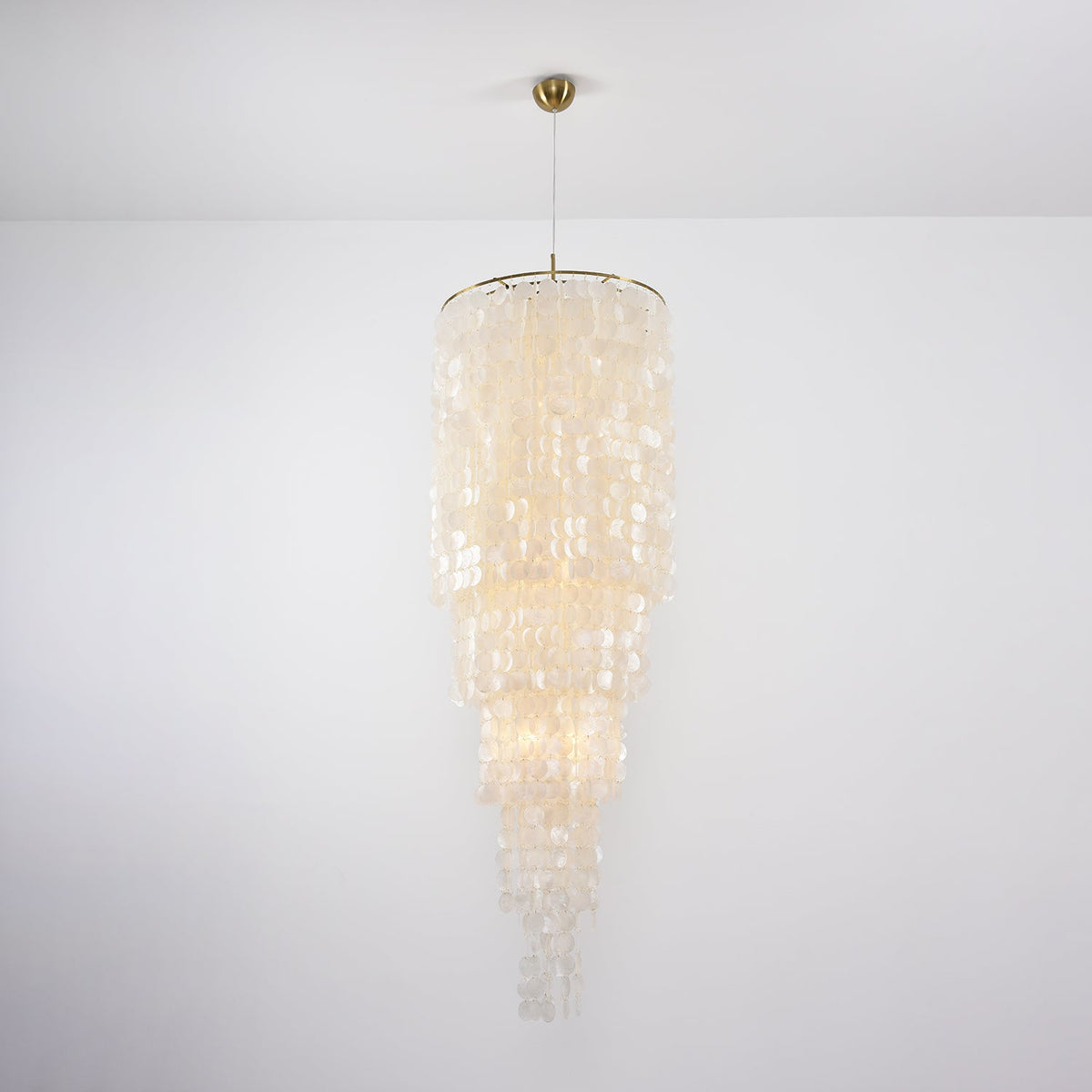 Nerida Shell Chandelier — Natural Shell & Gold Ring Pendant Light