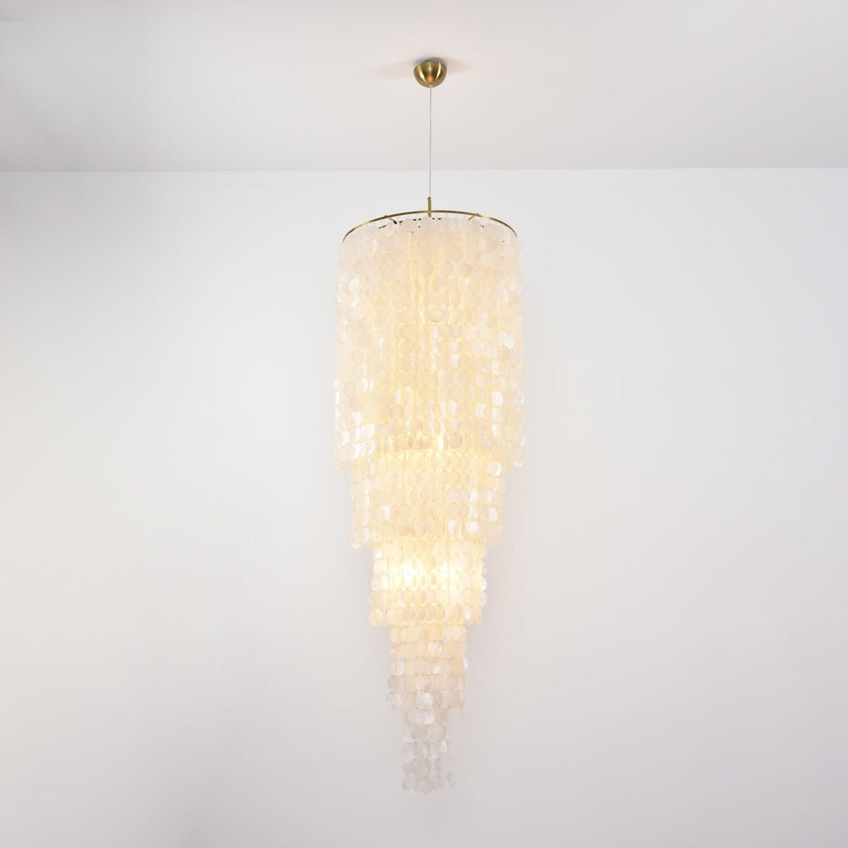 Nerida Shell Chandelier — Natural Shell & Gold Ring Pendant Light