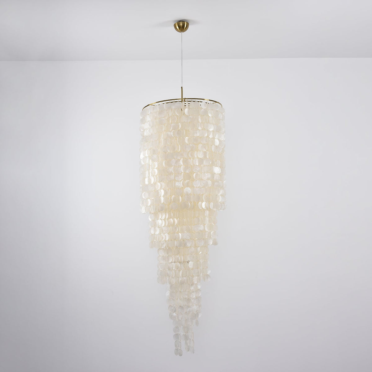 Nerida Shell Chandelier — Natural Shell & Gold Ring Pendant Light