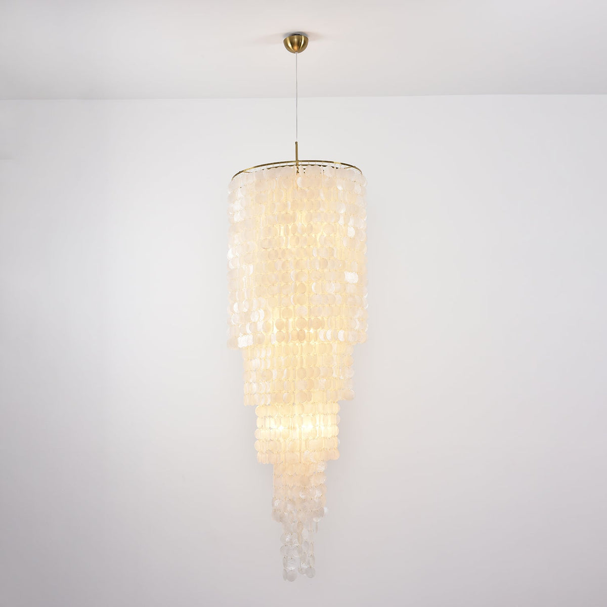 Nerida Shell Chandelier — Natural Shell & Gold Ring Pendant Light
