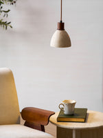 Nerio Pendant Light in Natural Travertine and Wood