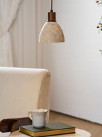 Nerio Pendant Light in Natural Travertine and Wood