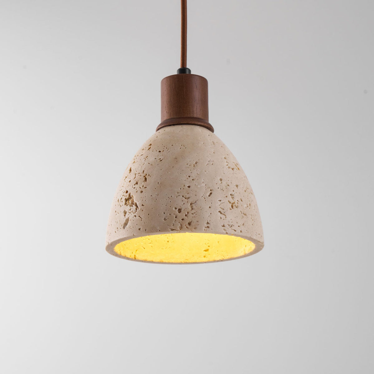 Nerio Pendant Light in Natural Travertine and Wood