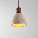 Nerio Pendant Light in Natural Travertine and Wood