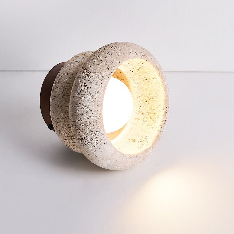 Neris Ceiling Light in Yellow Travertine and Walnut