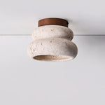 Neris Ceiling Light in Yellow Travertine and Walnut