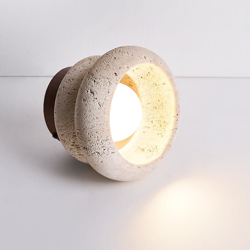 Neris Ceiling Light in Yellow Travertine and Walnut