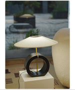 Neris Sculptural Table Lamp with Wooden Base and Brass Stem